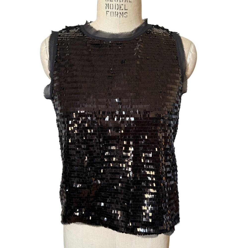 Who What Wear Black Sequin Sleeveless Top Size Small